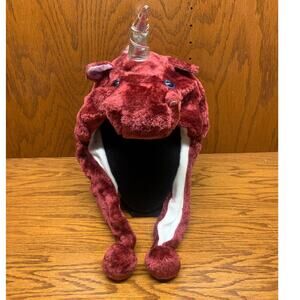 Unicorn Beanie Hat Kids Burgundy